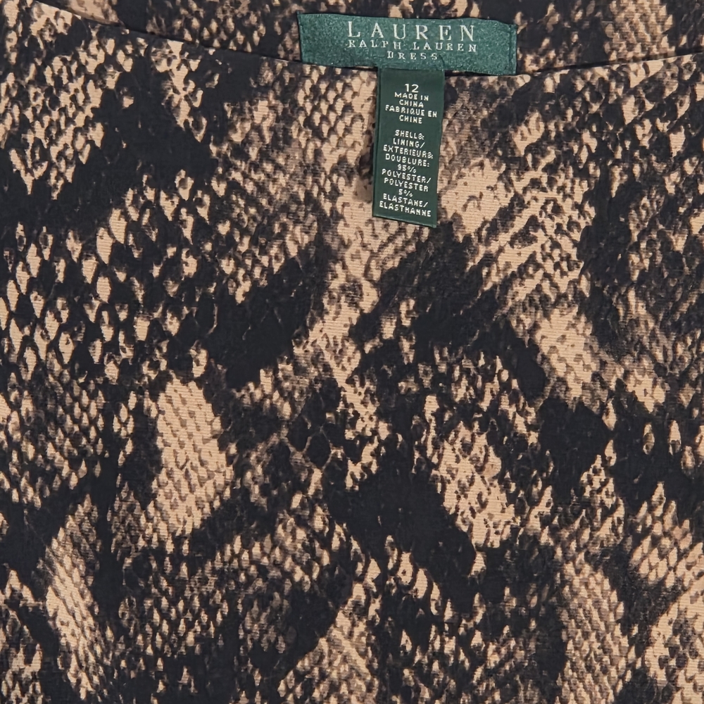 Lauren Ralph Lauren Black and Tan Snake Print Dress